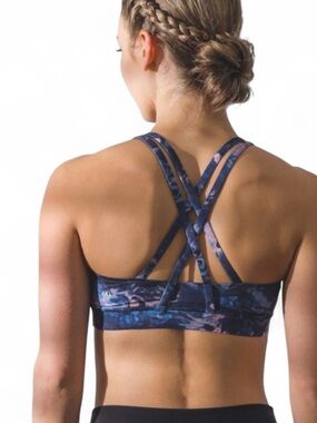Lululemon Women’s Blue Floral Strappy Sports Bra